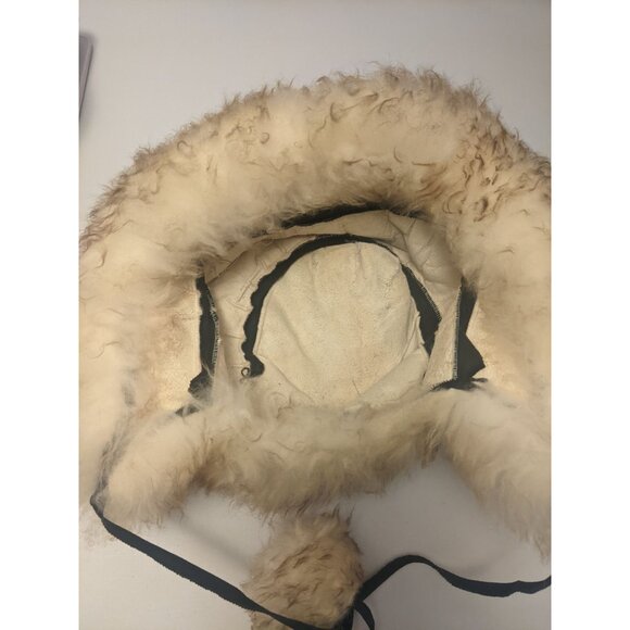 Vintage 60s Sheepskin Shearling Fur Hat With Pom Poms Made in Italy Boho Winter - Picture 2 of 16